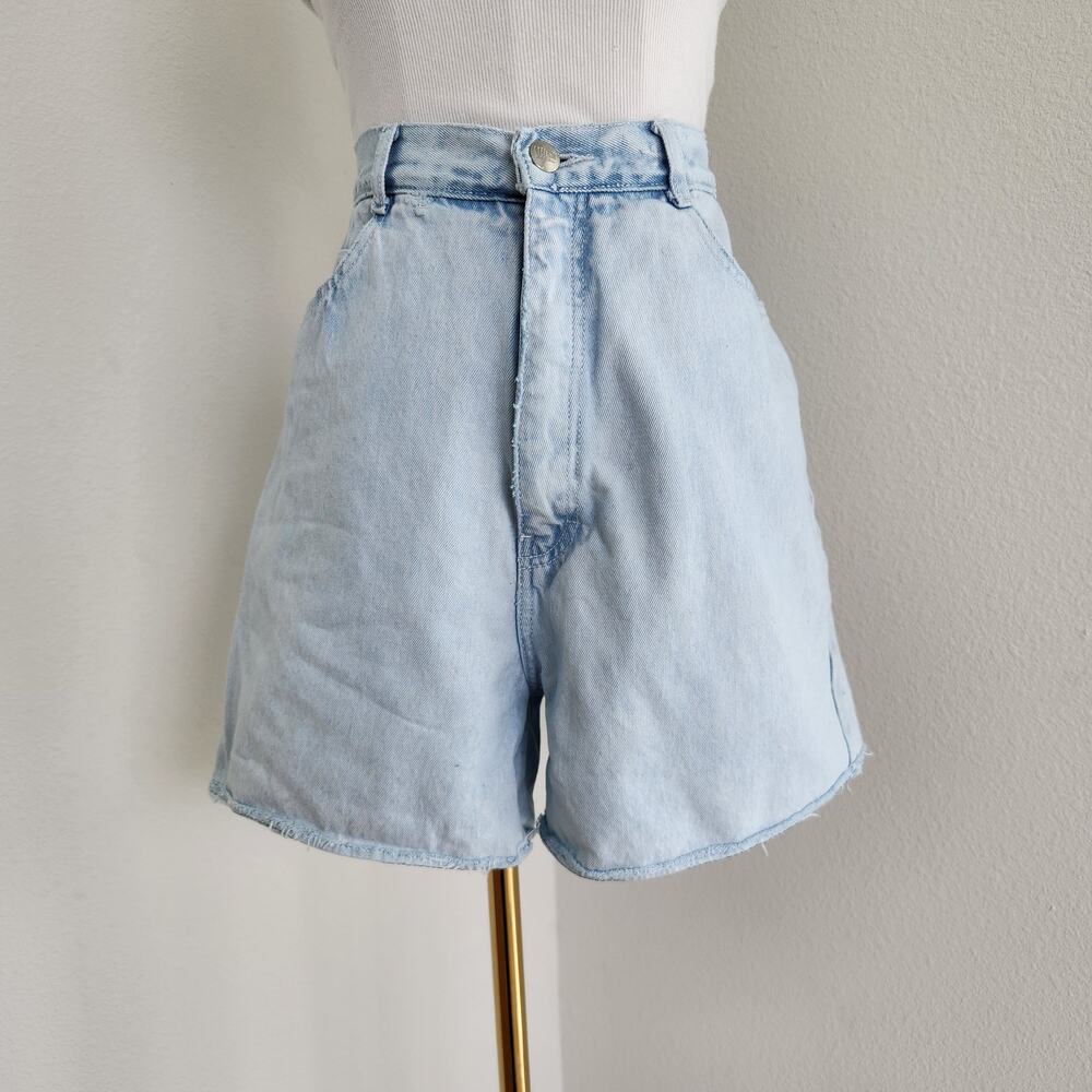 Vintage 90s Light Wash High Rise Wide Leg Mom Denim Shorts Stefano Cotton 6